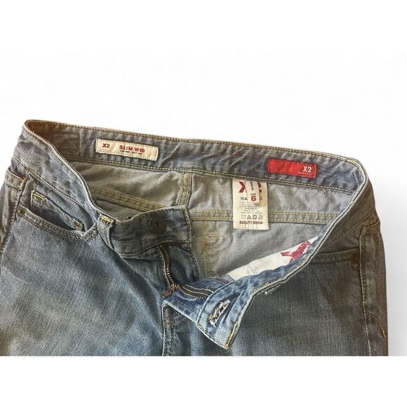 American Eagle X2 Women’s Slim Bootcut Jeans Size 6 Medium Wash Low Rise Stretch - Picture 7 of 7